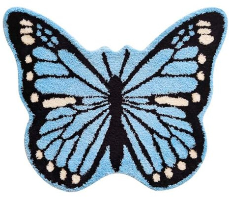Flaroey Butterfly Animal Carpet Bedroom Living Room High-End Thickened Special-Shaped Floor Mat Absorbent Floor Mat A