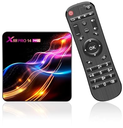 Android TV Box 14.0, Android Box 4 Go de RAM 64 Go de ROM RK3528 Quad-Core 64 Bits Cortex-A53, 2025 TV Box Compatible 4K 2,4 G/5 G Double Bande WiFi Ethernet 10/100 M USB 3.0/2.0 Smart Box