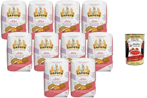 Italian Gourmet Bundle – Profi-Weizenmehl Tipo 00 „Alba“ für Brioche, Waffeln & Blätterteig – 10 x 1 kg (10 kg) – Feines Backmehl für Gebäck & Patisserie + Italian Gourmet polpa