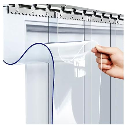 Rideau de porte en PVC transparent, rideau de porte en plastique, imperméable, PVC, stores verticaux for terrasse, usage industriel, garage, facile à nettoyer(W210xH270cm/W82.68xH106.3in)