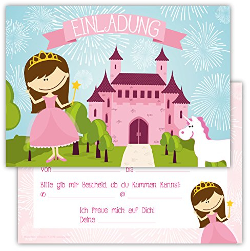Partycards Einladungskarten Kindergeburtstag Mädchen und Junge, 12 Stck, Postkartenformat A6, Kinder Einladungskarten Geburtstag, Einladungskarten Kindergeburtstag Junge