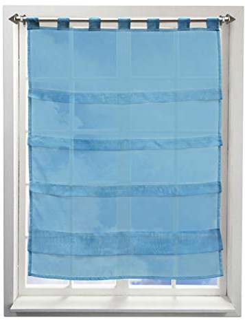 BAILEY JO Gardine mit Falten Schlaufen Gardinen Voile Lichtdurchlässig Vorhang (BxH 80x110cm, Pfau blau)
