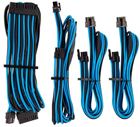 Corsair Premium Individually Sleeved PSU Cables Starter Kit Type 4 Gen 4 – Blue/Black