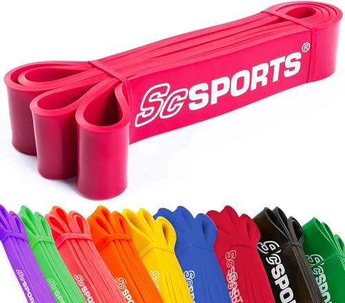 ScSPORTS® Fitnessband - Extra Lang, 2m, Elastisch, Nachhaltig, aus Natürlichem Latex - Gymnastikband, Trainingsband, Theraband, Widerstandsband für Krafttraining, Yoga, Pilates (Rot)
