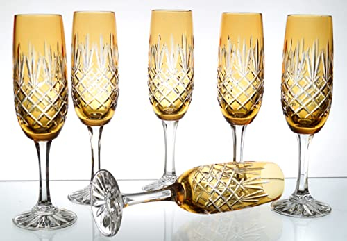Bagatela.de Set 6 Sektgläser farbig Kristall Kristallgläser Champagner Prosecco Bleikristall 24% Sektglas