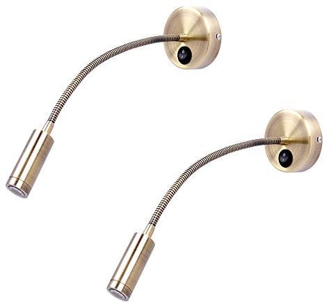 QEQ Lampe De Lecture,Lampe Chevet Murale 2 Lumières Applique Liseuse LED Col De Cygne Lumière 3W, 3000-6000K/3W,Angle De Faisceau:30 °,Longueur Du Col De Cygne:30Cm,Warmyellow
