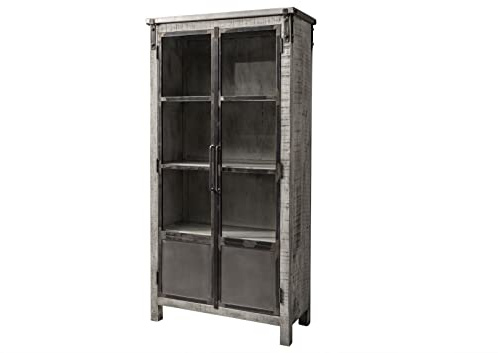 MASSIVMOEBEL24.DE | Vitrine Mango 90x40x180 grau lackiert Heavy Industry #141