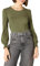 Amazon Essentials Women's Long-Sleeve Crewneck Smocked Cuff T-Shirt, Olive, XXL