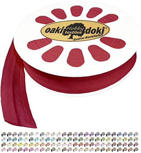 Sandras-Bastelladen 20m Schrägband/Einfassband Baumwolle Uni gefalzt Breite 20mm 742-Rot