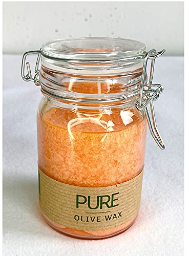 Wind-Licht Kerze-n-glas PURE orange mandarin in Bügel-Glas klar 12 x 7cm, 100% Olivenwachs VEGAN 100% MADE IN GERMANY Eco-sensitive + umweltfreundlich