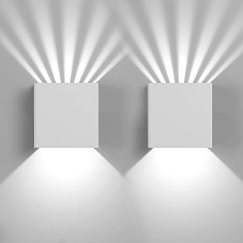 Elitlife 2 Stück Außenwandleuchten Aussenleuchte Wand LED Wandleuchte Außen Wandlampe Wasserdicht IP65 Innen Wandleuchte Wandbeleuchtung für Flur Weg Veranda Schlafzimmer (Kaltweiß/weiß)