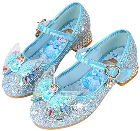 New front Scarpe Frozen Elsa Bambina Scarpe da Principessa Elsa con Paillettes Scarpe Bambina Eleganti con Tacco Ballerine da Bambine e Ragazze per Partito e Carnevale Blu 28