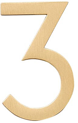 Zayookey Brass House Number Sign 2 Inch Metal Home Address Numbers Modern 3D Mailbox Numbers for Hotel Room Door Street Plaque (Door Number 3)