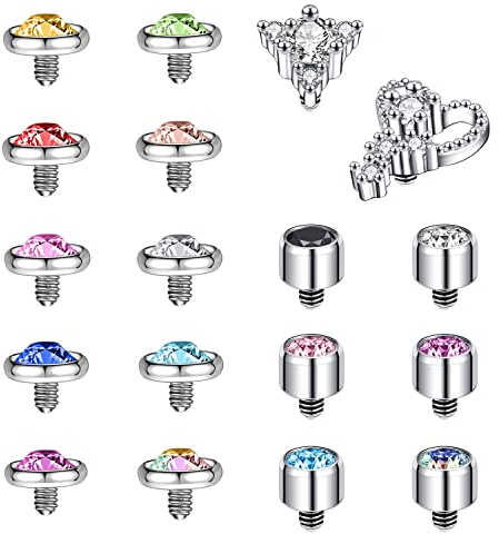 ZS 16G Edelstahl Dermal Anchor Piercing Diamant Dermal Aufsatz Ersatz CZ Haut Microdermal Piercing Schmuck für Männ (B)er Frauen
