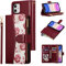 UEEBAI Wallet Case for iPhone 11 6.1 inch, PU Leather Flip Case Magnetic Closure Phone Cover Card Slots Zipper Pocket Hand Strap with Unique Roses Design - Red Wine