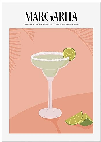 JUNOMI® Margarita Poster DIN A2, Cocktail, Longdrink, Bar, Getränke, Cocktail Set | ohne Rahmen