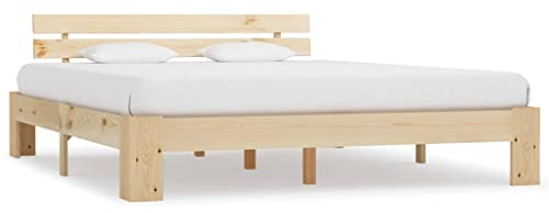 Hommdiy Kiefernholz Massiv Bettgestell Holzbett Futonbett Massivholz Bett Bettrahmen Lattenrost Schlafzimmerbett Kiefer 180x200 cm