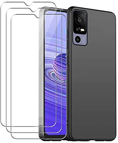 GEJEFA Cover per TCL 40R 5G/TCL 40 R 5G + [3 Pezzi] Pellicola Vetro Temperato, Sottile Silicone TPU Bumper Case Antiurto Antigraffi Case Custodia per TCL 40 R 5G/TCL 40R 5G, Nero