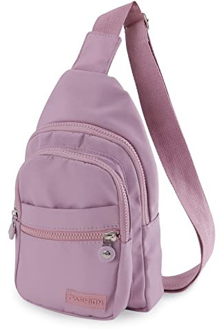 MOAMUN Brusttasche Damen Sling Bag, Wasserdichtes Nylon Crossbag Damen Umhängetasche, Langlebig Kleine Umhängetasche, Leichte Schultertasche Fitnessstudio für Sport Radfahren Reisen (Hell Lila)
