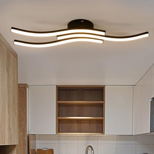 Goeco LED Deckenleuchte 20W, Moderne LED Deckenlampe Schwarz mit 3 Fimmig 3000K Warmes Licht, LED Lampen Deckenbeleuchtung Innen für Schlafzimmer, Wohnzimmer, Küche