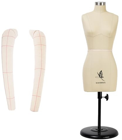 lavandeform 1/2 Schneiderpuppe halbe Größe, zum Nähen Miniatur, （es handelt Sich Nicht um Erwachsenengröße. ）,Es können Nadeln in die Schneiderpuppe gestochen Werden. (Beige Weicher Arm)