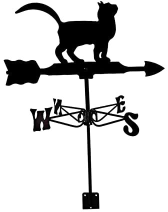 Baoblaze Schwarze Wetterfahne aus Schmiedeeisen, Wetterfahne für den Außenbereich, Bauernhof-Szene, klassischer Stil, Windrichtung für Garage, Scheune, Katze