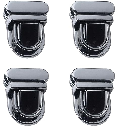 WKRTDY Verschluss Schloss für Tasche,4pcs Schwarz Tuck Lock,Geldbörse Push Lock Sets,Portemonnaie Verschluesse,Taschenverschluss Metall,Mappenschloss,für Tasche Portemonnaie Geldbörse Ledertasche DIY