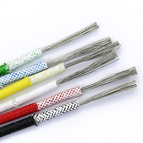 MyncbD electric cable Heat resistant 300°C Glass fiber braided high temperature silicone wire and cable 0.3mm 0.5mm 0.75mm 1.0mm 1.5mm 2.5mm 4mm 6mm (Color : Red, Size : 1M_4MM11AWG)