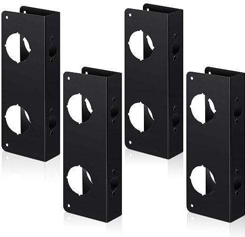 Ferraycle 4 Pieces Stainless Steel Lock and Door Reinforcer Plate Lock Reinforce and Repair Doors Black Door Jamb Reinforcement 5-1/2 Inch, 2-3/8' x 1-3/4 Inches for Front Entry Bedroom Door Home