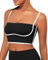 Damen Workout Tank Tops quadratischer Ausschnitt Longline Sport BH Unterstützung Crop Yoga Top Spaghettiträger Camisole Eingebaute BHs, Schwarzer Longline Sport-BH, Klein