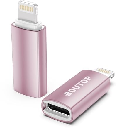 BOUTOP USB C auf Lightning Adapter für 27W PD Schnelle Aufladen (Nicht für die Datensynchronisierung) Kompatibel mit iPhone, iPad, iPod - 2 Packung [Rosa]