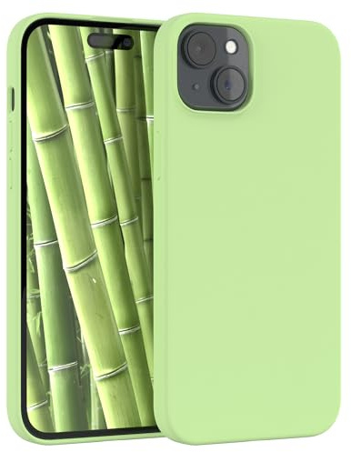 EAZY CASE Premium Silikon Handyhülle kompatibel mit iPhone 15 Plus Slimcover mit Kameraschutz und Innenfutter, Silikonhülle, Schutzhülle, Bumper, Handy Case, Hülle, Softcase, Hellgrün