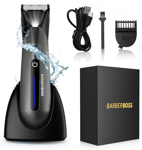 BarberBoss Men's Body Groomer, Groin, Pubic & Ball Hair Trimmer | Waterproof Body Shaver, Cordles Body Groomer and Men's Ball Shaver