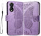 GOKEN Coque pour TCL 505, PU Cuir Housse TPU Flip Portefeuille Etui avec Carte Fente & Stand Fonction & Motif Relief, Magnétique Protection Case Cover, Violet Clair
