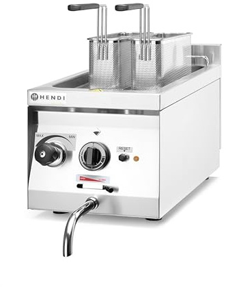 HENDI Nudelkocher, für Nudeln, Knödel und Gemüse, 2 Körbe, Ablasshahn, Temperaturbereich: 30°C bis 120°C, Pastakocher, Knödelkocher, 10L, 230V/3500W, 800x330x(H)378mm, Edelstahl