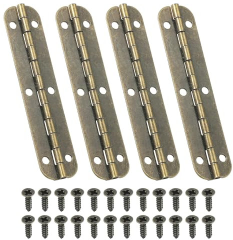 PATIKIL Small Piano Hinge 2.6 x 0.6, 4 Pack Mini 180-Degree Jewelry Box Hinges with Screw for Jewellery Wooden Boxes, Brown