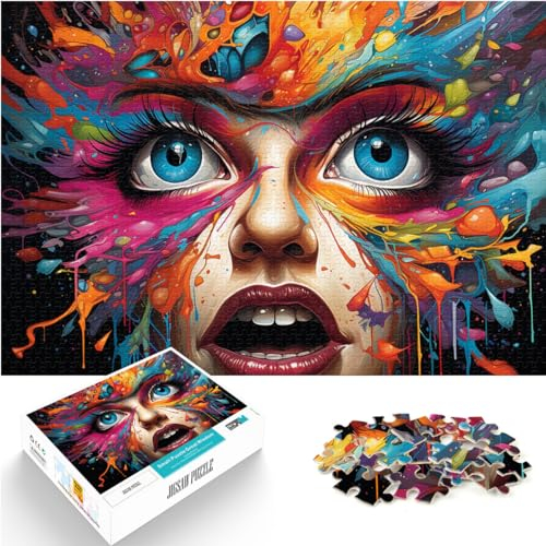 Puzzles als Geschenke, Farbige Neonkunst, 1000-teiliges Puzzle, Holzpuzzle, Lernspiel, Herausforderungsspielzeug (50 x 75 cm)