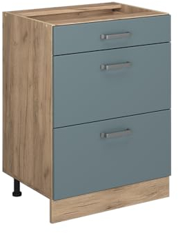 Vicco Mueble bajo de Cocina R-Line, Gris Azulado, 60 cm ET Mármol
