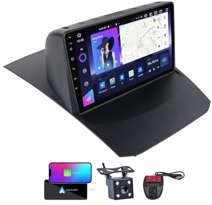 ZZPHKK Android 13 Car Radio for Ford Fiesta Mk 6 2009-2018 - Carplay Android Auto - 9 Inch Touchscreen FM AM RDS Radio with DSP/4G WiFi/Steering wheel controls + DVR Backup Camera(NF-7)