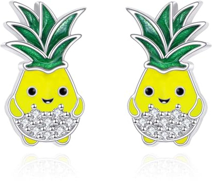 Ananas Ohrringe für Damen 925 Sterling Silber Sommer Ohrringe Frucht Ohrringe Ananas Hawaii Schmuck (Ananas)