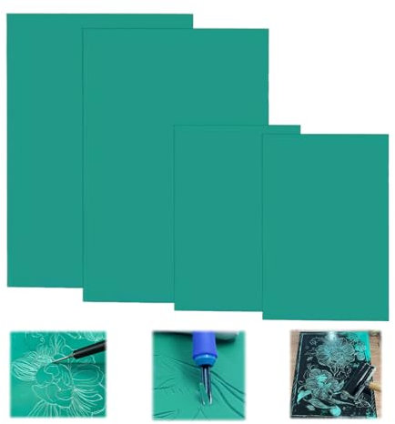 LNGJIN 4 Pezzi Piastra in Gomma Morbida,2 A4 + 2 A6 Linoleum Incisione,Stampa Linoleum, Blocchi per Intaglio del Timbro di Gomma,Linoleum per Incisione Kit, per la Realizzazione di timbri e Stampe
