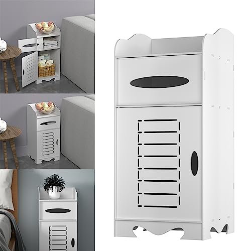 DMMFTERL Armoire de Rangement de Salle de Bain avec Porte Simple, étagères de Rangement, Armoire sur Pied de 25,4 x P25,4 x H23,62 cm, organisateurs de Maison en PVC, Armoire de Rangement u