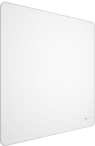 Nyfter Glas Gaming Mauspad 50x50 – Ultra-Präzise Oberfläche, Gehärtetes Glas, Vollsilikon-Anti-Rutsch, Abgerundete Kanten, Perfekter Glide – Premium Mouse Pad/Glasspad für Esports & Gaming (White)