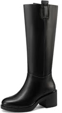 QUEEN HELENA Stivali Alti con Tacco Basso Casual Donna X31-207 (Nero, Sistema Taglie Calzature EU, Adulto, Donna, Numero, Media, 40)