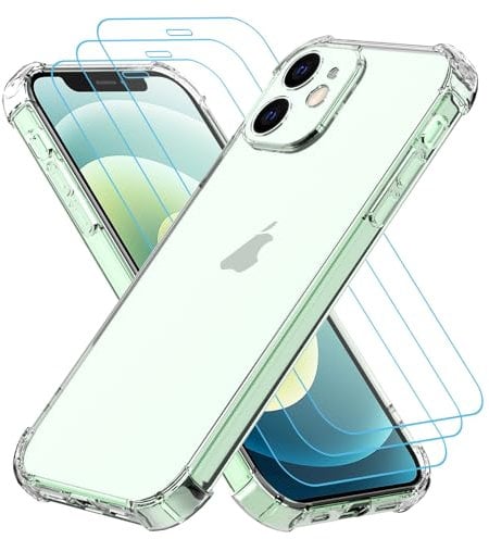 Totill Cover per iPhone 12/12 Pro Gel TPU in Silicone Custodia Ultra Trasparente e 3 × Vetro temperato per iPhone 12/12 Pro, Pellicola Proteggi Schermo case coque Hülle