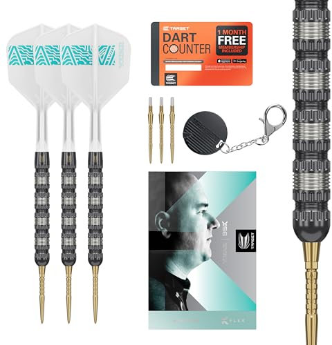 Target Darts Rob Cross 95K 95K Swiss Point Steeldarts, 95% Tungsten Darts mit K-Flex Flights, 23G | Voltage Darts, Player Edition Swiss Points K Flex Dart Set, Swiss Point Tool inklusive