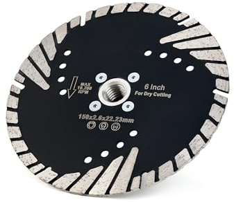 Solidure Disco da taglio diamantato da 150 mm con flangia M14, disco diamantato Turbo per pietra, cemento, marciapiede, pietra naturale e artificiale
