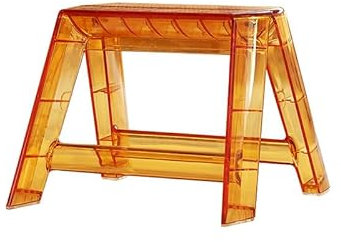 Klappbare tragbare Trittleiter aus Acryl für Erwachsene, leicht, 1 Stufe, kleiner Stuhl für drinnen und draußen, transparenter Hocker für Bibliothek, Küche, Orange