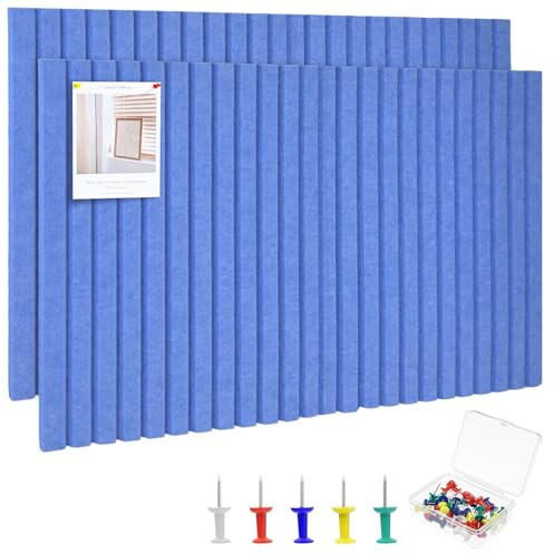 Whemyreat 60 X 40cm Filz Pinnwand Selbstklebend,Pinnwand Kork Groß,Foto-Display-Tafel Bulletin Board Wanddekoration Mit 30 Pinnnadeln FüR WäNde In BüRo,Wohnzimmer,Schlafzimmer (Blau)