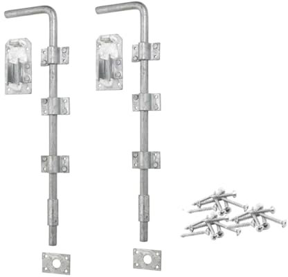 Heavy Duty Drop Bolt for Gates – 18 or 24 | Black Japanned or Galvanised | 15mm Steel Bar with Fixings | Outdoor Locking Bolt for Gates, Sheds, or Barn Doors (Galvanised Steel, 24 (600mm))